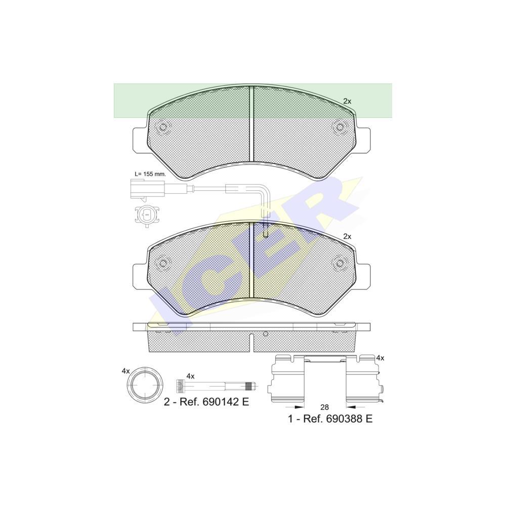 Set placute frana Icer 141836201, parte montare : Punte Fata