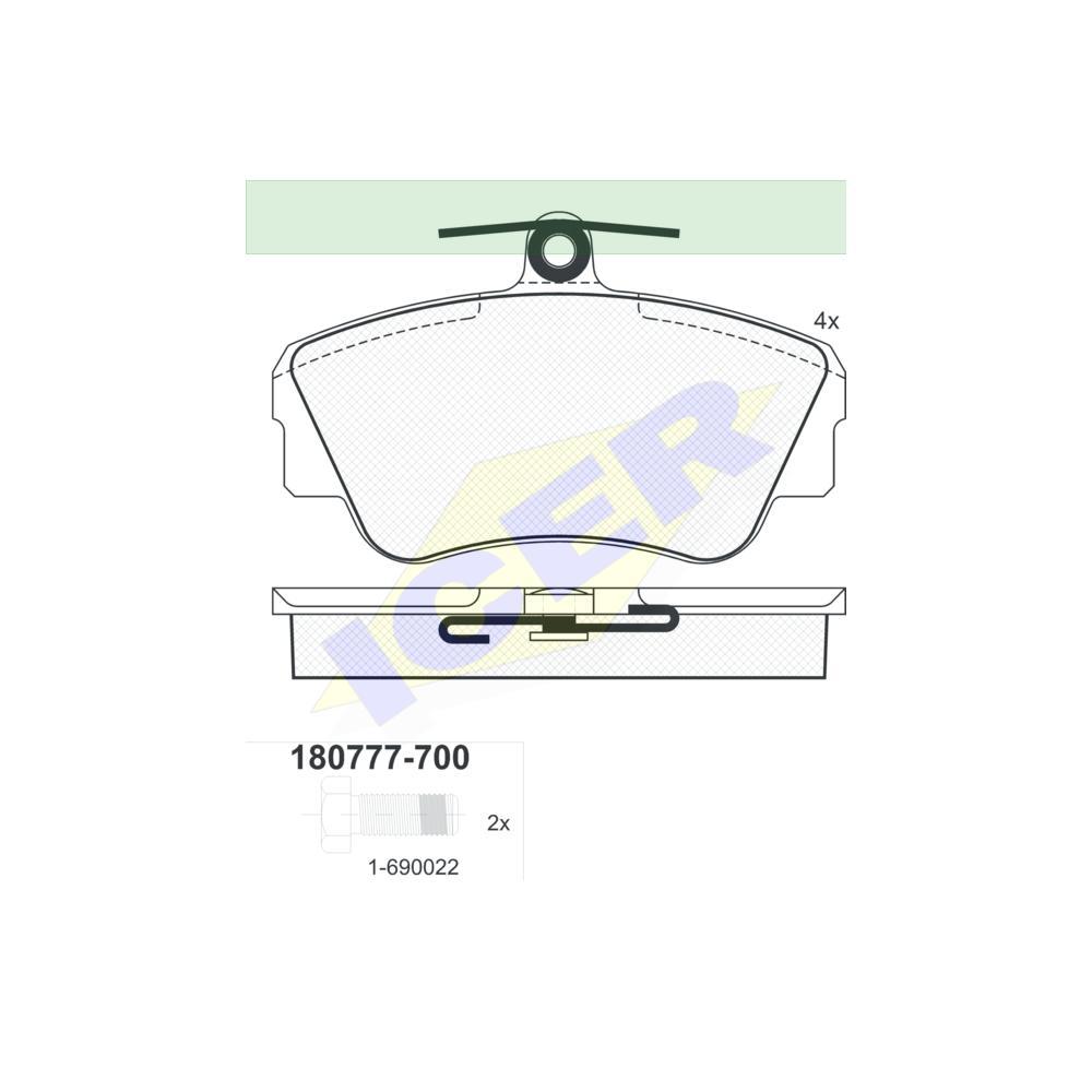 Set placute frana Icer 180777700, parte montare : Punte Fata