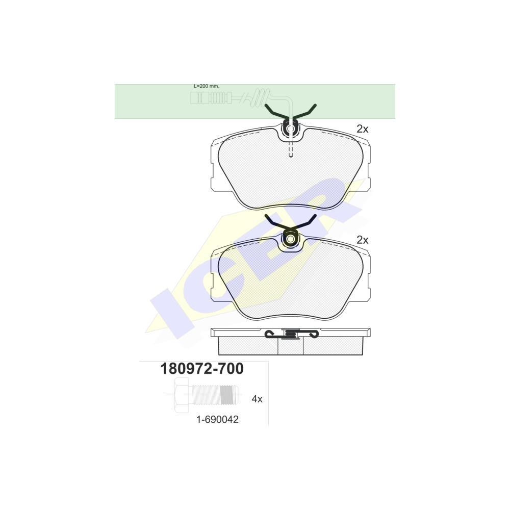 Set placute frana Icer 180972700, parte montare : Punte Fata