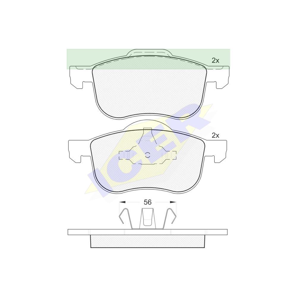 Set placute frana Icer 181297, parte montare : Punte Fata, Volvo S60, 2000-2009; S70, 1997-2000; S80, 1998-2006; V70, 1997-2007; Xc70 Cross Country, 1997-2007