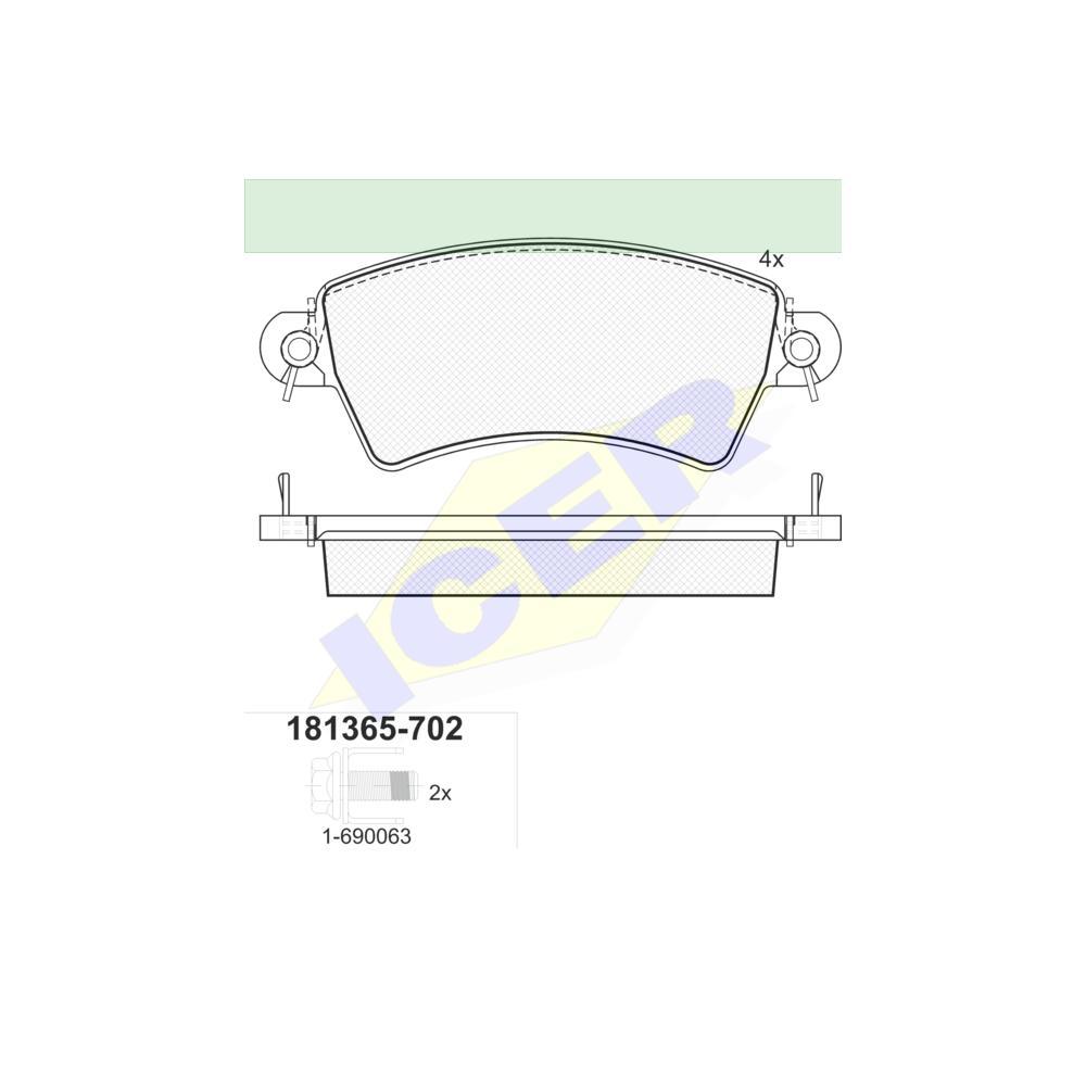 Set placute frana Icer 181365702, parte montare : Punte Fata