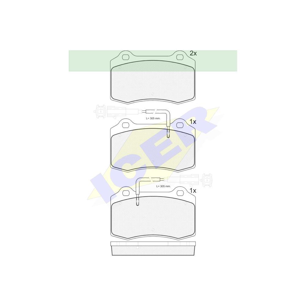 Set placute frana Icer 181598, parte montare : Punte Fata