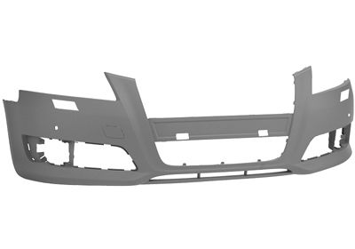 Bara fata Audi A3 (8P), 04.2008-10.2012, grunduita, cu gauri pentru spalatoare faruri,cu gauri pentru senzori de asistenta la parcare, 8P0807105HGRU
