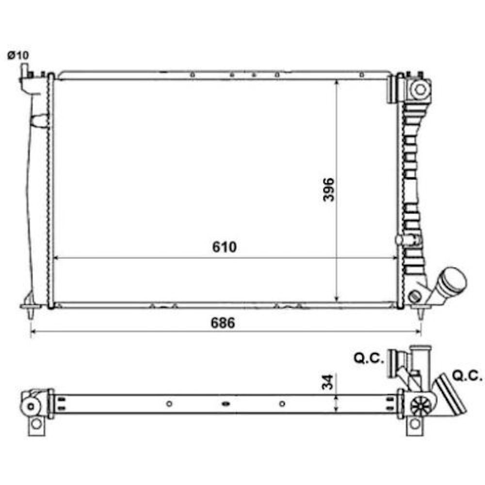 Radiator racire Citroen Xantia, 03.1993-2001, Motorizare 1, 9 Td 66kw; 2, 1 Td 80kw Diesel, tip climatizare Cu/fara AC, cutie Manuala, dimensiune 610x395x34mm, Cu lipire fagure prin brazare, Aftermarket