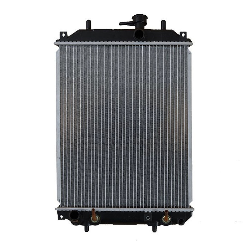 Radiator racire Daihatsu Charade, 03.2003-08.2007, Cuore, 03.2003-08.2007, 0,7 43kw; 0.7 T 35/47kw; 1,0 43/45kw Benzina, Automat, Cu/fara AC, diametru intrare/iesire 25/25mm, 317x400x16, Cu lipire fagure prin brazare Aftermarket