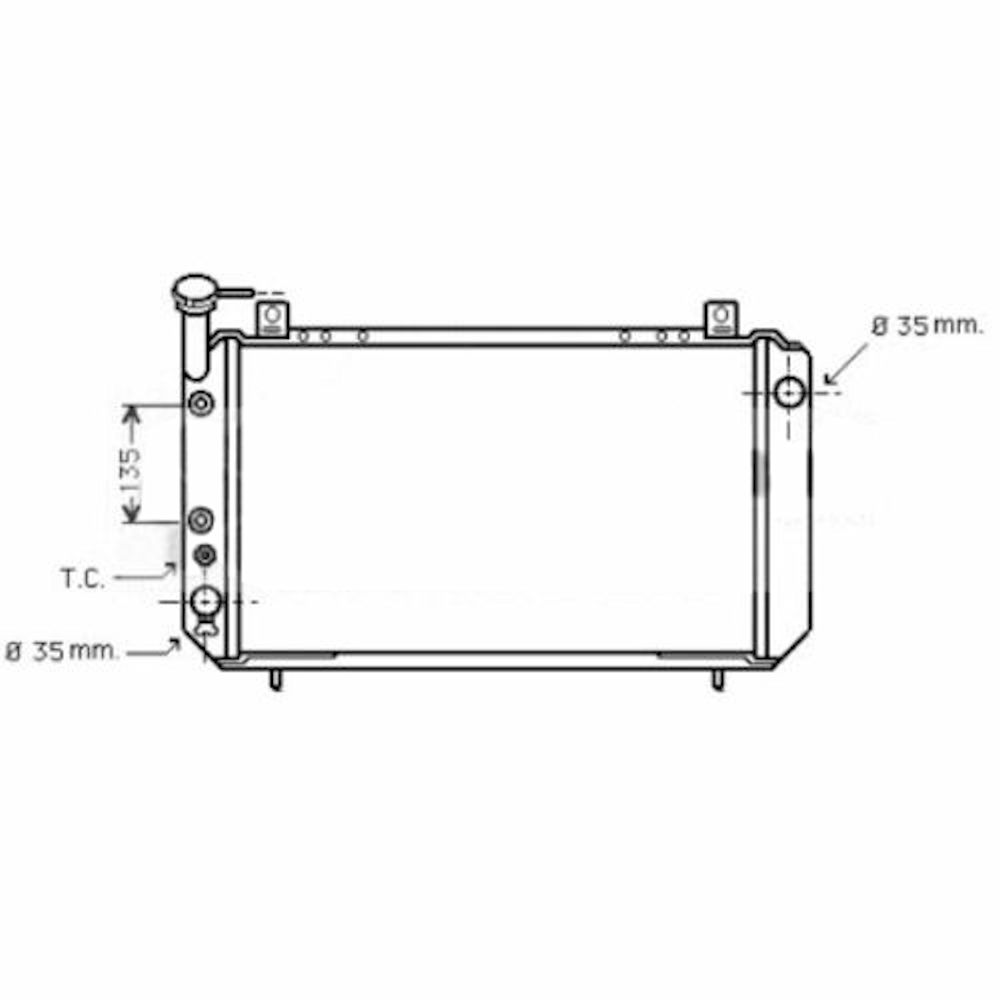 Radiator racire Nissan Sunny (B12/N13), 06.1986-06.1990, Motorizare 1, 7 D 40kw Diesel, tip climatizare Cu/fara AC, cutie automata, tip Calsonic, diametru intrare/iesire 35/35mm, dimensiune 580x345x32mm, Cu lipire fagure prin brazare, Aftermarket