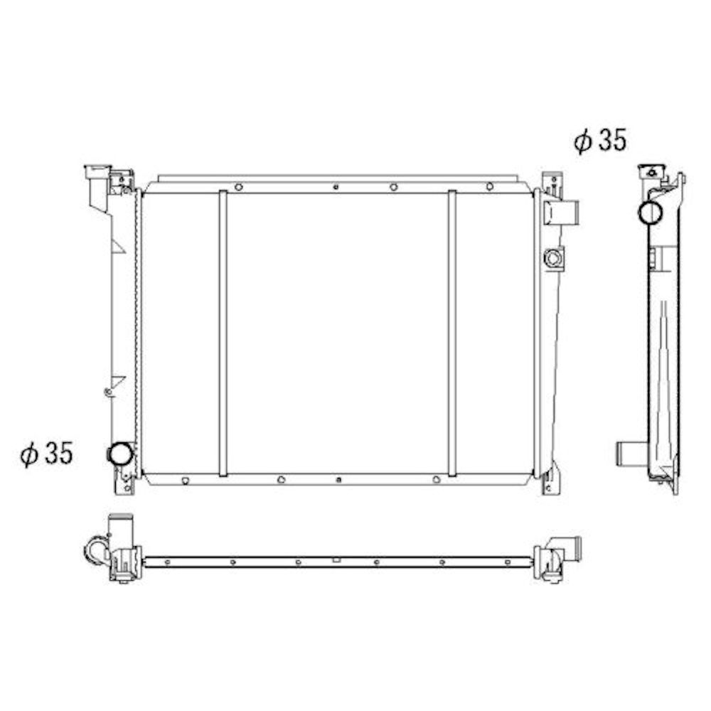 Radiator racire Nissan Bluebird T72, 09.1988-06.1990, Motor 1, 6 61kw; 1, 8 61/99kw; 1, 8 T 88kw; 2, 0 75/77kw; 2, 0 D 49kw Diesel/Benzina, tip climatizare Manual, tip Calsonic, diametru intrare/iesire 35/35mm, dimensiune 603x430x16mm, Cupru/Plastic, KOY