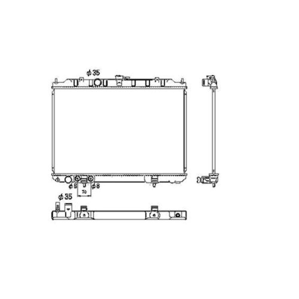 Radiator racire Nissan X-Trail (T30), 06.2001-02.2007, Motorizare 2.0 103kw; 2, 5 121kw Benzina, cutie Automata, diametru intrare/iesire 35, 5/35, 5mm, tip Calsonic, dimensiune 688x450x16mm, Cu lipire fagure prin brazare, Aftermarket