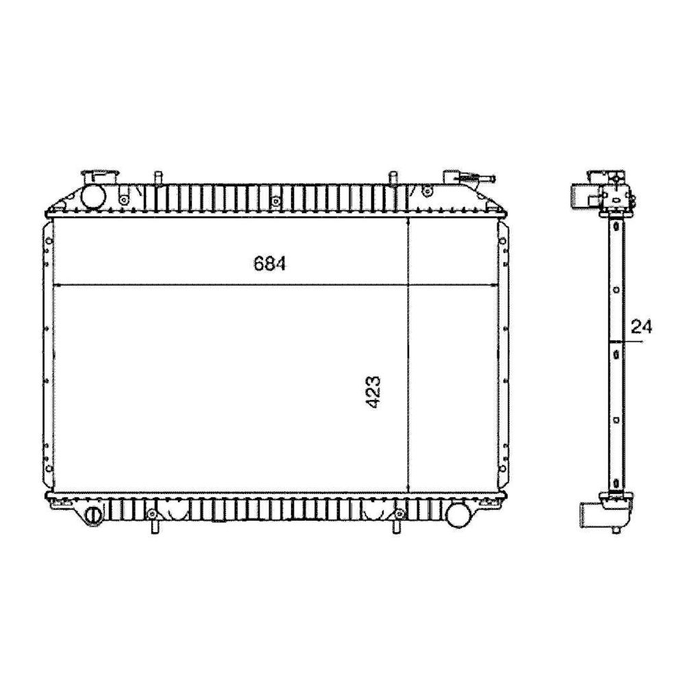 Radiator racire Nissan Serena (Esp), 1992-12.1997, Motorizare 1, 6 71/75kw; 2, 0 93/96kw; 2, 0 D 49kw Diesel/Benzina, cutie Manuala, dimensiune 678x422x26mm, Cu lipire fagure prin brazare, Aftermarket