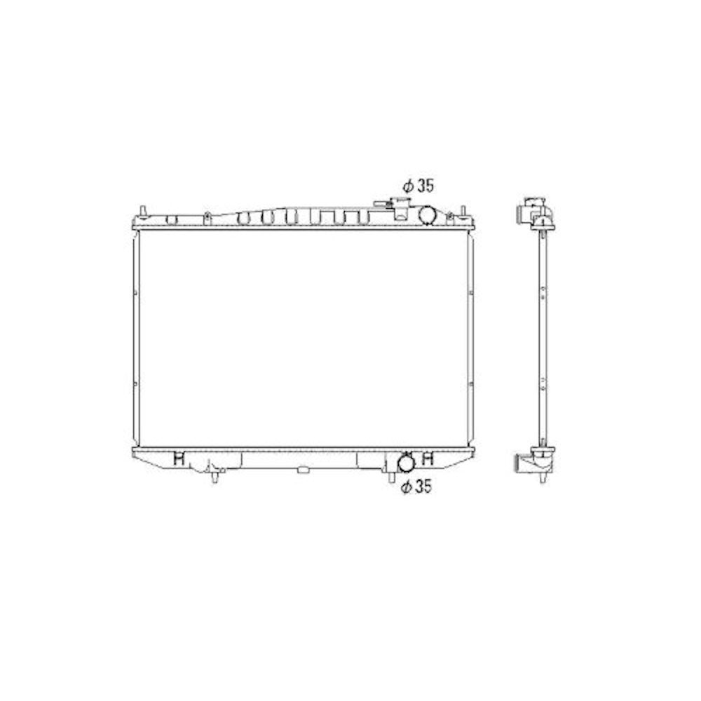 Radiator racire Nissan Pick Up (D22), 02.1998-04.2005 Pickup/Navara/Frontier, Motorizare 2, 4 88/98kw Benzina, tip climatizare Cu/fara AC, cutie Manuala, diametru intrare/iesire 35/35mm, dimensiune 686x450x16mm, Cu lipire fagure prin brazare, Aftermarket