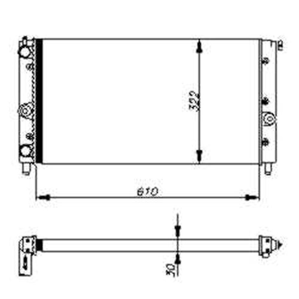 Radiator racire Fiat Duna, 10.1987-1991, Fiorino 06.1988-12.1993, Motorizare 1, 3 D 33kw; 1, 7 D 42/44kw Diesel, cutie Manuala, dimensiune 610x323x34mm, Cu lipire fagure mecanica, Aftermarket