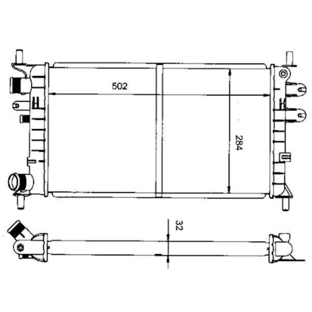 Radiator racire Ford Escort 09.1990-2000, Motorizare 1, 3 44kw Benzina, cutie Manuala, dimensiune 500x304x34mm, Cu lipire fagure mecanica, Aftermarket