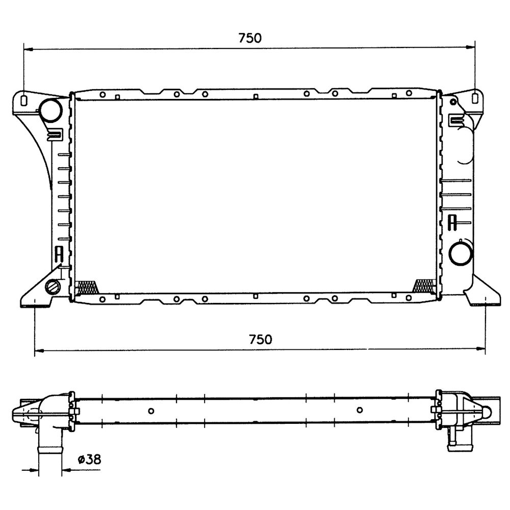 Radiator racire Ford Transit, 08.1991-08.1994, Motorizare 2, 0 66/72kw; 2, 5 D 52kw Diesel/Benzina, cutie Manuala, dimensiune 600x325x34mm, Cu lipire fagure mecanica, Aftermarket