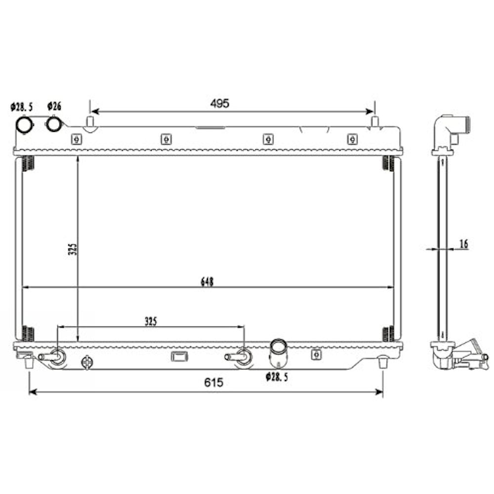 Radiator racire Honda Jazz (Gd), 08.2001-07.2008, Motorizare 1, 2 57kw; 1, 4 61/73kw Benzina, tip climatizare Cu/fara AC, cutie Manuala, dimensiune 652x325x16mm, Cu lipire fagure prin brazare, KOYO