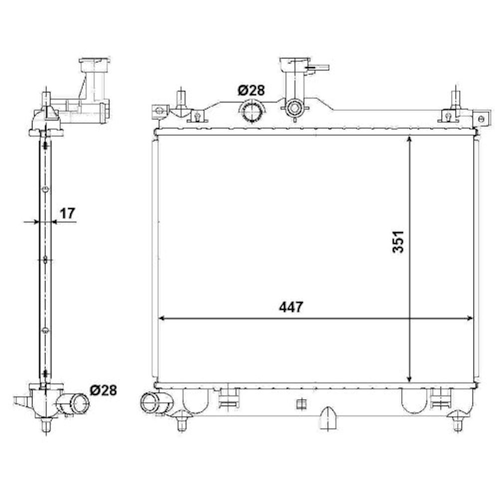 Radiator racire Hyundai I10 (Pa), 04.2008-2013, Motorizare 1, 1 49kw; 1, 1 Crdi 55kw; 1, 2 57kw Diesel/Benzina, tip climatizare Cu/fara AC, cutie Manuala, dimensiune 444x349x17mm, Cu lipire fagure prin brazare, Aftermarket