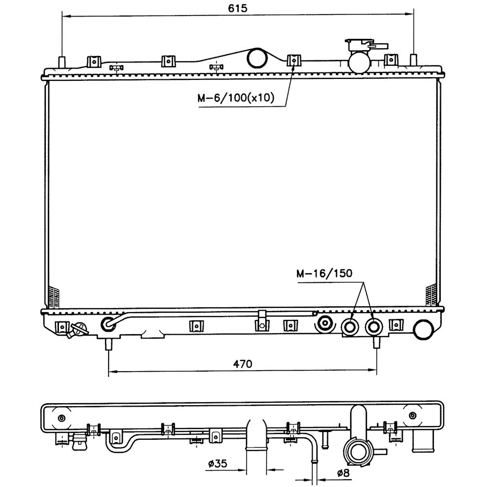 Radiator racire Hyundai Sonata, 05.1993-06.1998, Motorizare 2.0 77/92/1102kw; 3, 0 V6 107kw Benzina, tip climatizare Cu/fara AC, cutie automata, dimensiune 683x405x25mm, Cu lipire fagure prin brazare, Aftermarket