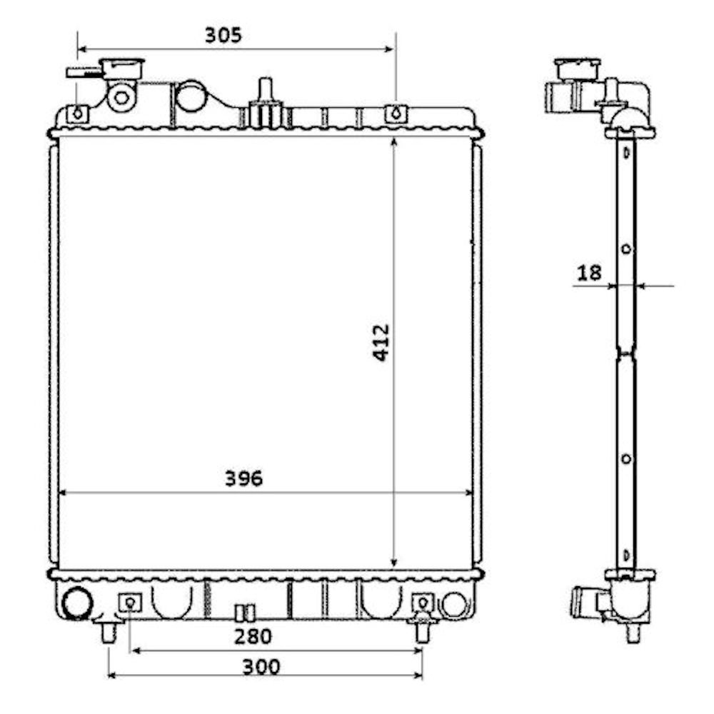 Radiator racire Hyundai Atos Prime (Mx), 06.2005-2008, Motorizare 1, 1 46kw Benzina, tip climatizare Cu/fara AC, cutie Manuala, dimensiune 396x412x18mm, Cu lipire fagure prin brazare, Aftermarket