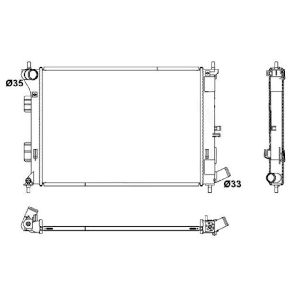 Radiator racire Kia Cee'd/Pro Ceed, 05.2012- ( 1,4 74kw; 1,6 99kw), Soul, 06.2011-2013 ( 1,6 103kw) Benzina, Manual, Cu/fara AC, 552x388x16, Cu lipire fagure prin brazare Aftermarket