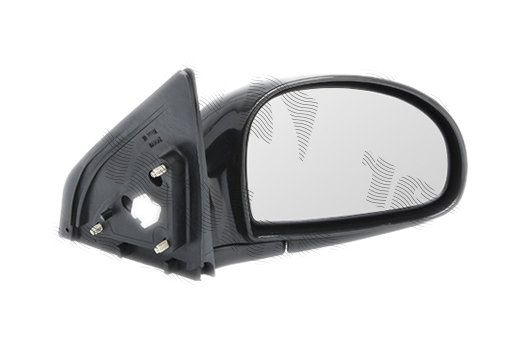 Oglinda exterioara Kia Cerato (Fe), 04.2004-08.2008, partea Dreapta, culoare sticla crom , sticla convexa, cu carcasa neagra, cu incalzire, ajustare electrica, 876202F300