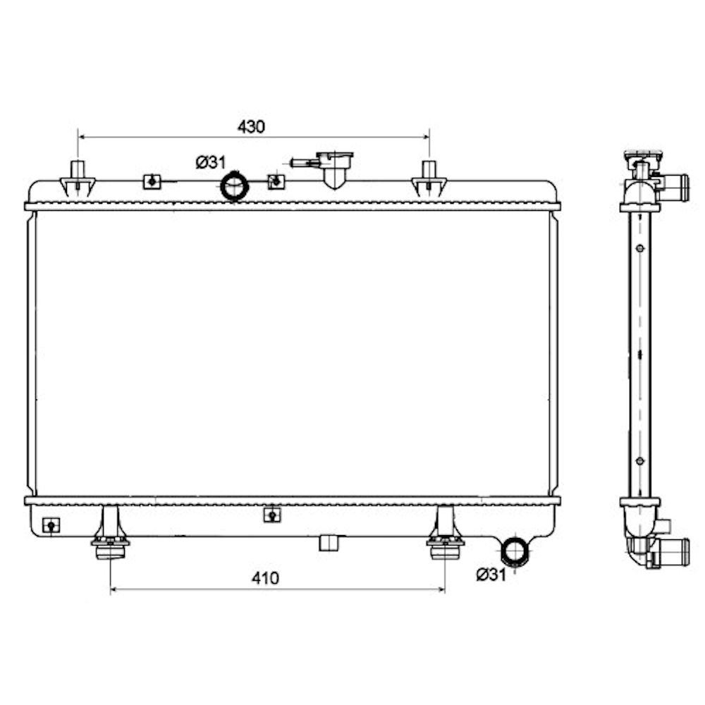 Radiator racire Kia Rio (Dc), 08.2002-02.2005, Motorizare 1, 3 60kw; 1, 5 72kw Benzina, tip climatizare Cu/fara AC, cutie Manuala, dimensiune 647x350x26mm, Cu lipire fagure prin brazare, Aftermarket