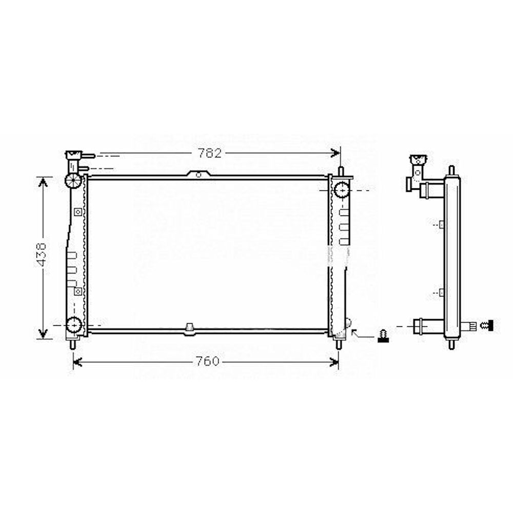 Radiator racire Kia Carnival (Up/Gq), 06.1998-10.2006, Motorizare 2, 5 V6 110/121kw Benzina, tip climatizare Cu/fara AC, cutie Manuala, dimensiune 700x424x26mm, Cu lipire fagure prin brazare, RNBC