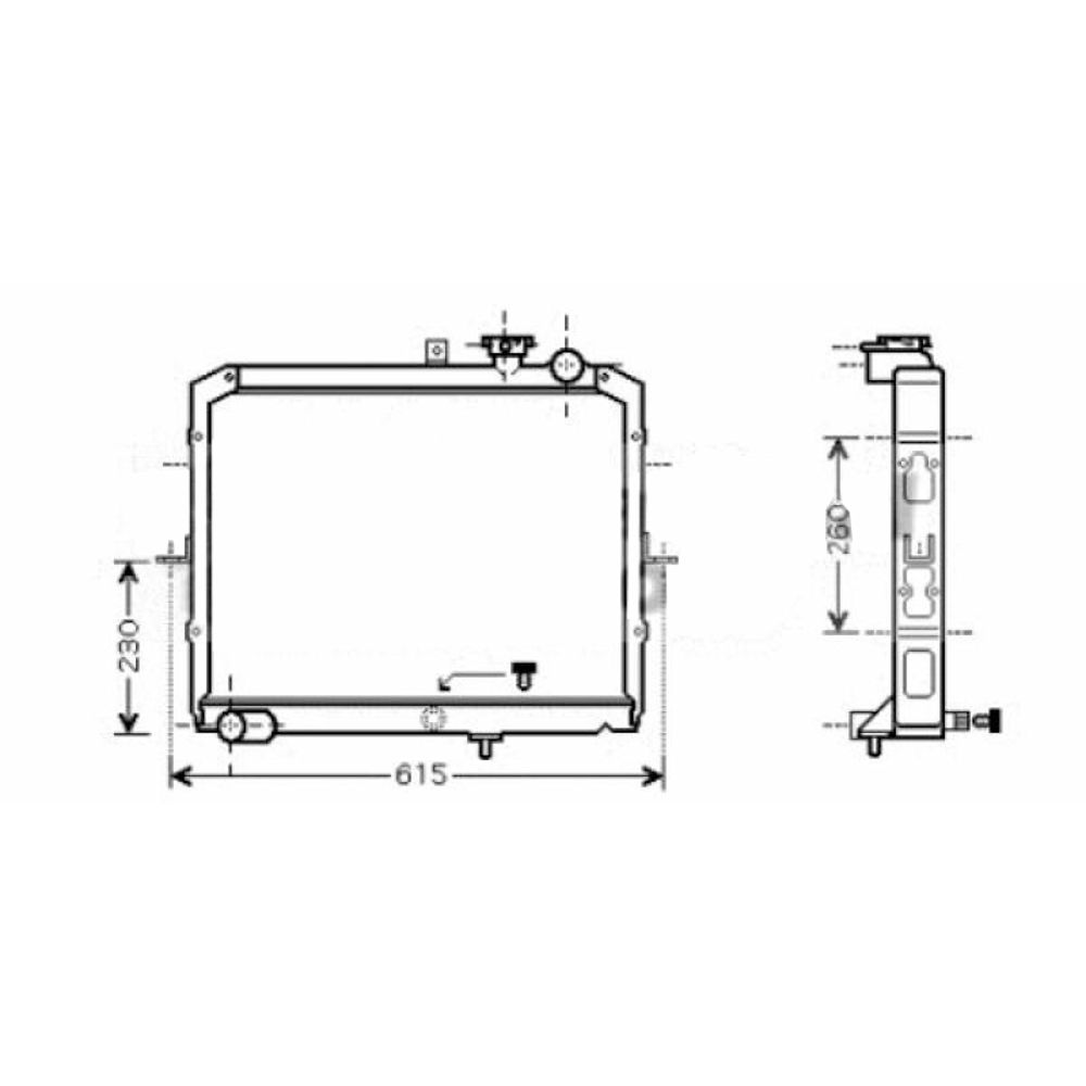 Radiator racire Kia Pregio, 01.2000-10.2005, Motorizare 2, 7 D 61kw; 2, 5 D 69kw Diesel, tip climatizare Cu/fara AC, cutie Manuala, dimensiune 538x400x32mm, Cu lipire fagure prin brazare, Aftermarket