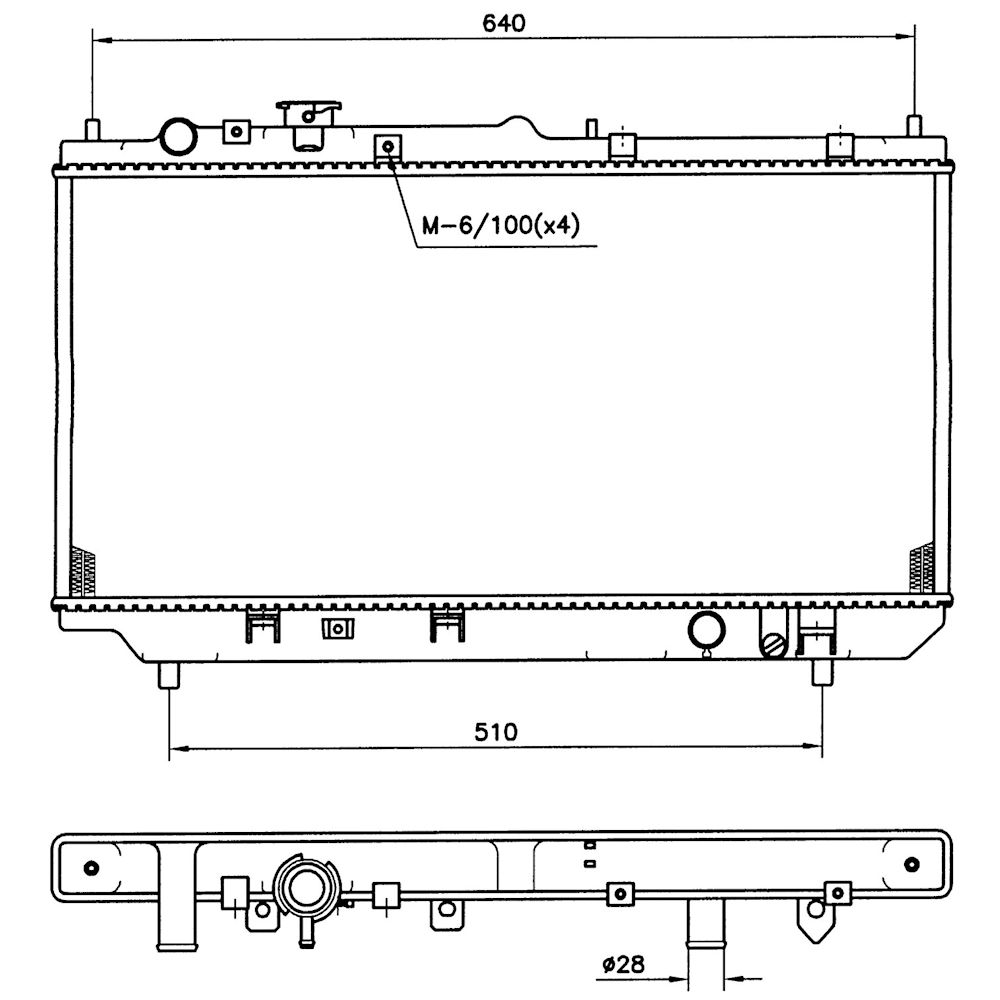 Radiator racire Mazda 323 (Bj), 05.1998-09.2000, Motorizare 1, 3 54kw; 1, 5 65kw; 1, 8 84kw Benzina, tip climatizare Cu/fara AC, cutie Manuala, diametru intrare/iesire 28/28mm, tip Denso, dimensiune 685x325x16mm, Cu lipire fagure prin brazare, Aftermarket