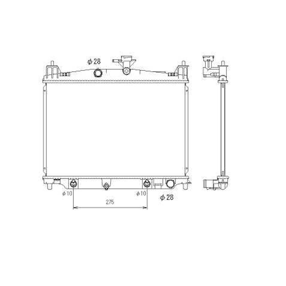 Radiator racire Mazda 2 (De), 07.2007-2014, Motorizare 1, 3 55/63kw; 1, 5 76kw Benzina, tip climatizare Cu/fara AC, cutie automata, diametru intrare/iesire 28/28mm, dimensiune 557x350x20mm, Cu lipire fagure prin brazare, Aftermarket