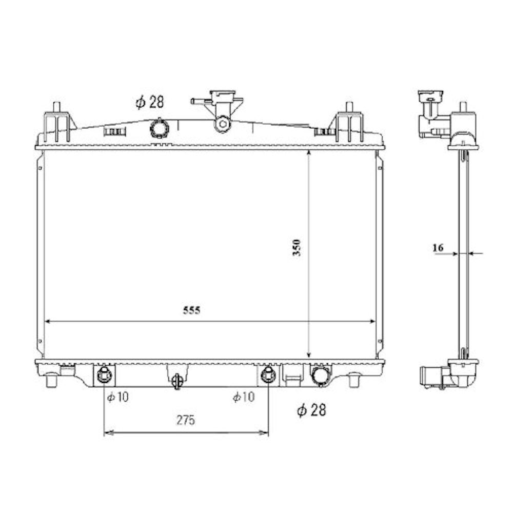 Radiator racire Mazda 2 (De), 07.2007-2014, Motorizare 1, 3 55/63kw; 1, 5 76kw Benzina, tip climatizare Cu/fara AC, cutie automata, dimensiune 517x350x16mm, Cu lipire fagure prin brazare, KOYO