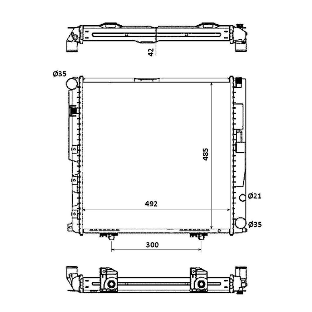 Radiator racire Mercedes W124/Clasa E, 1984-1996, Motorizare 2, 0 (E200); 2, 2 220e/E220 Benzina, tip climatizare cu AC, cutie Manuala, dimensiune 485x485x32mm, Aftermarket