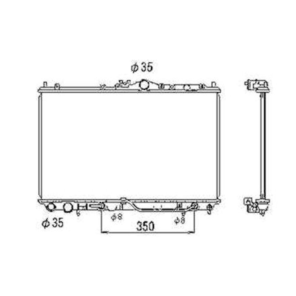 Radiator racire Mitsubishi Carisma, 06.1995-05.1997, Motorizare 1, 6 66kw; 1, 8 85kw Benzina, tip climatizare Cu/fara AC, cutie automata, diametru intrare/iesire 35/35mm, dimensiune 655x402x16mm, Cu lipire fagure prin brazare, Aftermarket