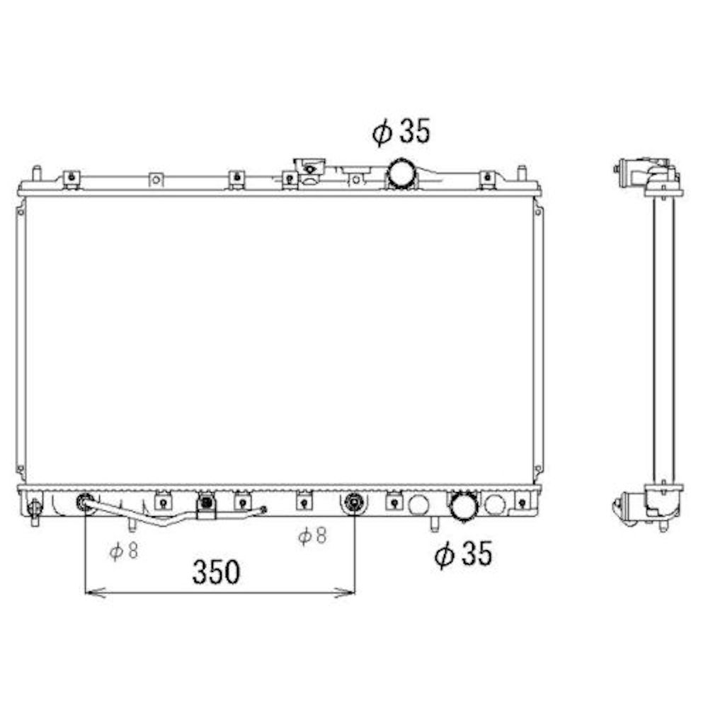 Radiator racire Mitsubishi Galant (E50), 01.1993-12.1996 Motor 2, 0 101kw; 2, 0 V6 110kw; 1, 8 85kw Benzina, cutie M/A, dimensiune 658x375x16mm, Cu lipire fagure prin brazare, Aftermarket