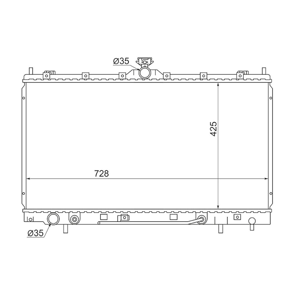 Radiator racire Mitsubishi Grandis (Naow), 06.2005-2011, Motorizare 2, 4 121kw Benzina, tip climatizare Cu/fara AC, cutie automata, dimensiune 728x425x16mm, Cu lipire fagure prin brazare, Aftermarket