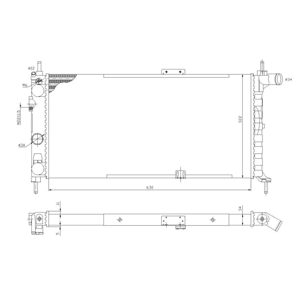 Radiator racire Opel Kadett E (T85), 09.1984-09.1991, Motorizare 1, 6 55/60kw; 1, 8 66/74/82/85kw Benzina, cutie Manuala, dimensiune 630x322x23mm, Cu lipire fagure mecanica, Aftermarket