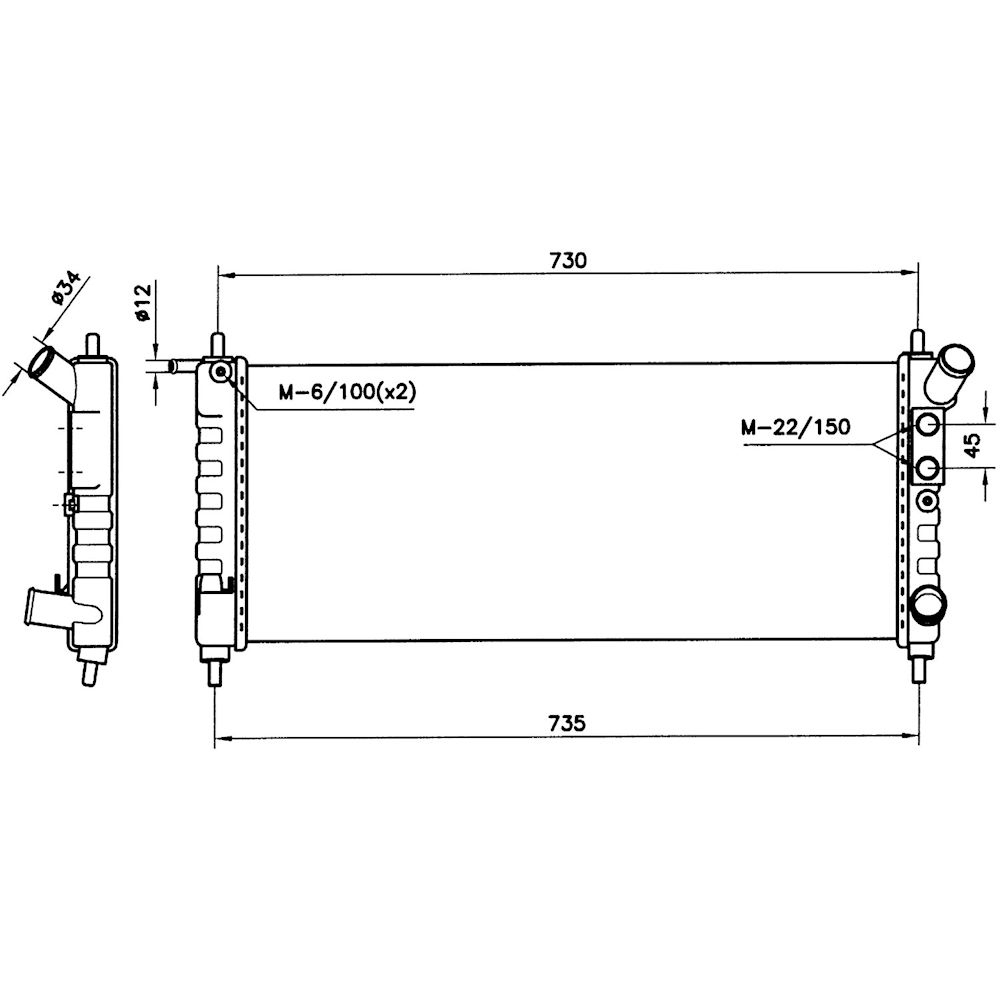 Radiator racire Opel Corsa B, 11.1996-09.2000, Motorizare 1, 0 40kw; 1, 2 48kw Benzina, tip climatizare cu AC, cutie Manuala, dimensiune 680x288x33mm, Cu lipire fagure mecanica, Aftermarket