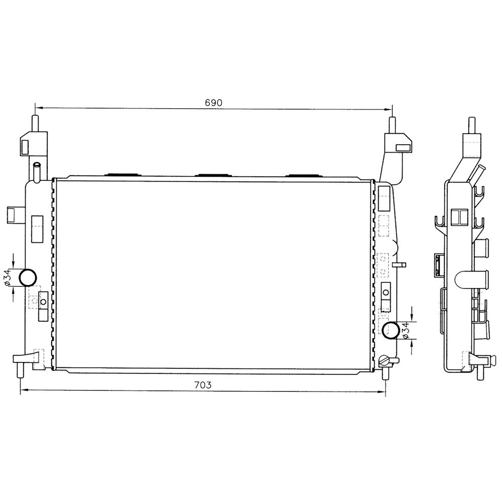Radiator racire Opel Meriva (X03), 2003-2010, Motorizare 1, 7 Dti 55kw Diesel, tip climatizare Cu/fara AC, cutie Manuala, dimensiune 607x386x27mm, Cu lipire fagure prin brazare, Original (DELPHI)