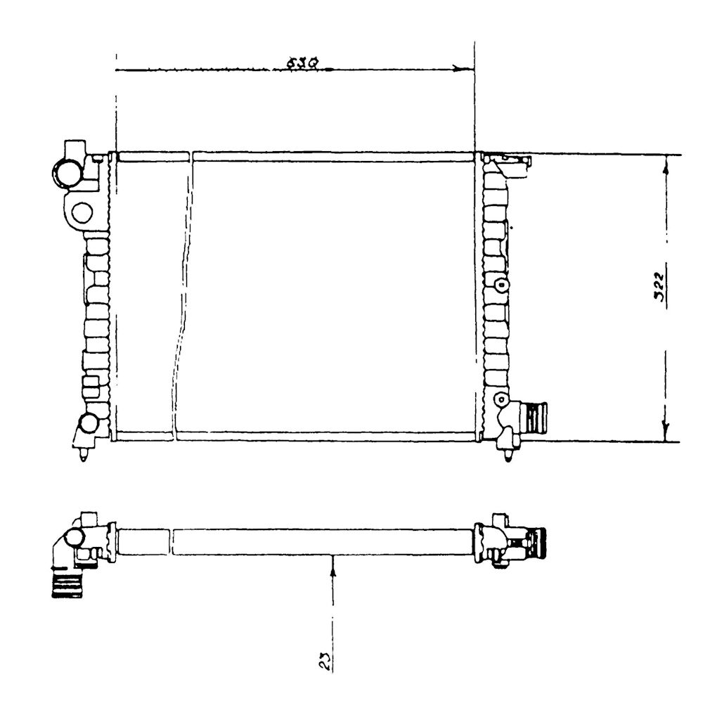 Radiator racire Peugeot 106 (1_), 08.1991-11.1994, Motorizare 1, 4 D 37kw Diesel, tip climatizare Cu/fara AC, cutie Manuala, dimensiune 530x320x23mm, Cu lipire fagure mecanica, Aftermarket