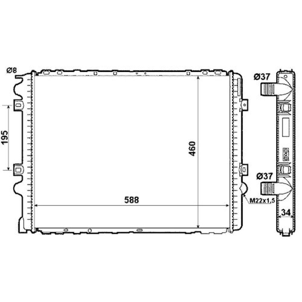 Radiator racire Renault Mascott, 09.1999-04.2005, Motorizare 2, 8 D 62kw Cu Ac; 2, 8 D 78kw Cu/Fara Ac; 2, 8 Dci 92/107kw Cu/Fara Ac Diesel, cutie Manuala, dimensiune 588x458x32mm, Cu lipire fagure prin brazare, Aftermarket