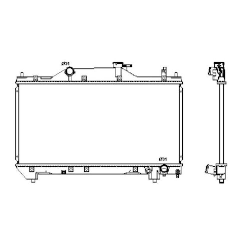 Radiator racire Toyota Avensis (T22), 06.2000-02.2003, Motorizare 1, 6 81kw; 1, 8 95kw; 2, 0 110kw Benzina, tip climatizare Cu/fara AC, cutie Manuala, tip Denso, diametru intrare/iesire 31, 5/31, 5mm, dimensiune 658x325x16mm, Cu lipire fagure prin brazare