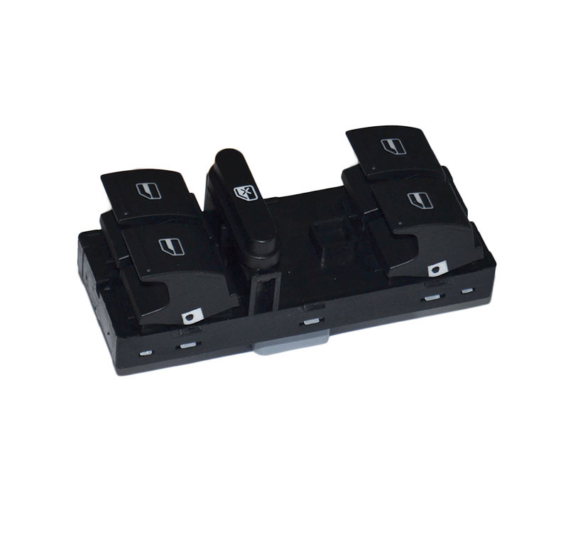 Comutator macara geam Seat Altea (5p1/5), Ibiza (6j), Leon (1p1), Toledo (5p2); VW Amarok (N817), Golf V (1k) / V Plus (5m) / VI (5k), Jetta (1b/1k5/1km), Passat (B6/B7), Passat Cc (357), Polo (6r), Tiguan (5n), Touran (1t/1t2/1t3); cu 10 pini, 4 butoane