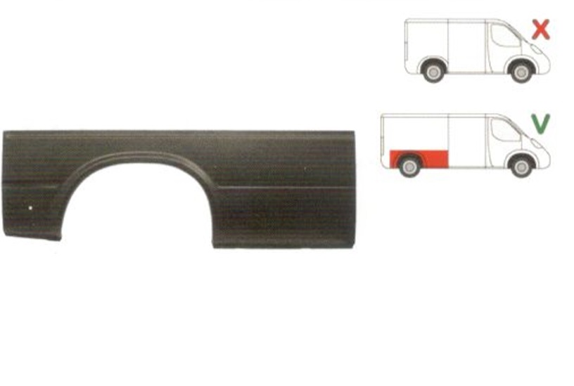 Aripa spate Ford Transit 1991-1994 Partea Dreapta, Lungime 1845 Mm, Inaltime 630 Mm, Modelul EXTRA Lung,