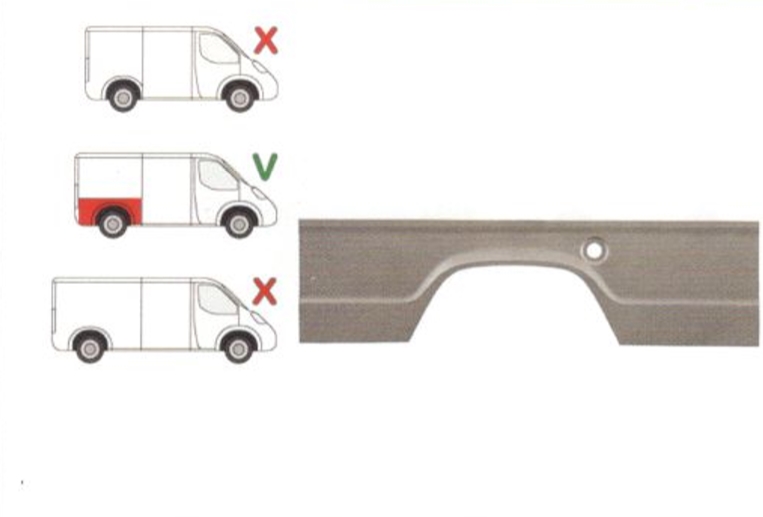 Segment reparatie aripa spate Mercedes 207-410 1977-1995, 1977-1995 Model Long / Lung, parte montare Segment reparatie aripa spate dreapta, 50618412, Aftermarket