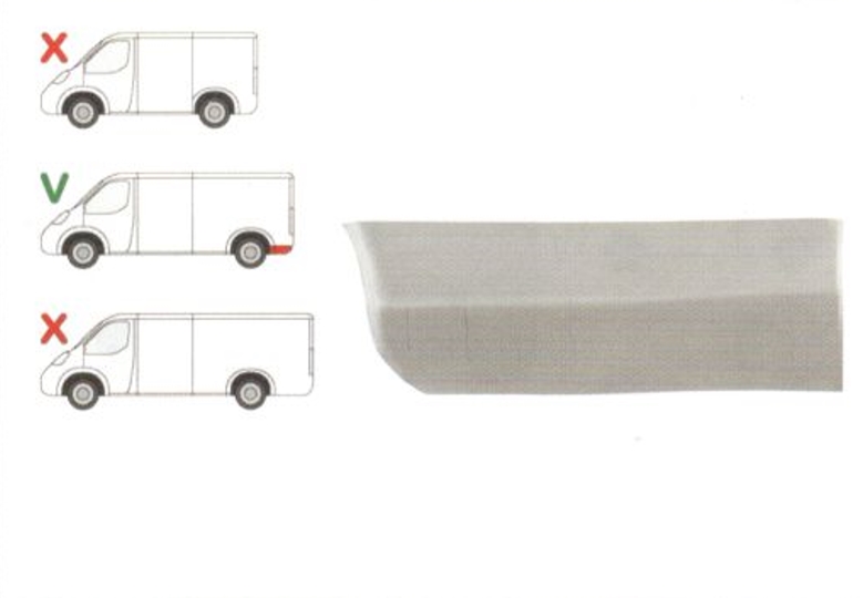 Segment reparatie aripa spate Mercedes Sprinter 1995-2007, VW LT 1995-2006 L=1950 Partea Stanga, Spate in spatele rotii , baza roti :3550 mm,inaltime 150 mm