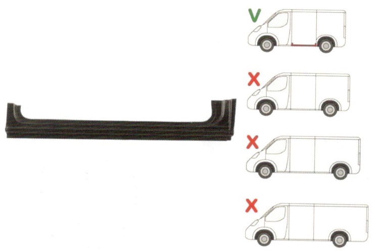 Prag Mercedes Sprinter 209-524 (W906) 07.2006-2017, VW Crafter (2E) 12.2005-04.2017 ,partea Dreapta sub usa culisanta, lungime 1310mm, pentru Modelul SCURT cu spatiu de incarcare de 2600mm , 2E1809244