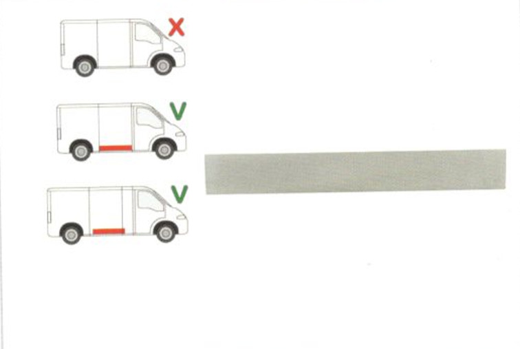 Panou reparatie usa Citroen JUMPER (230), 06.1994-08.2006, Fiat DUCATO (230), 03.1994-09.2006, Peugeot BOXER (230), 06.1994-08.2006 partea dreapta, lungime 1385, inaltime 200 mm;usa culisanta inferior; pt modele Mijlociu/Lung,