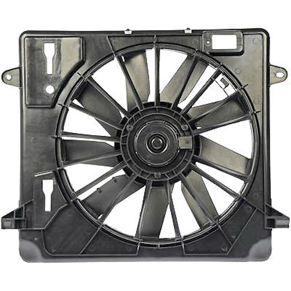 GMV radiator electroventilator Jeep Wrangler (Jk/Tj), 04.2007-, Motorizare 2,8 Crd 130kw; 3,8 V6 146kw Diesel/Benzina, tip climatizare cu AC, dimensiune 440mm, cu 2 pini, plasticmm, Aftermarket