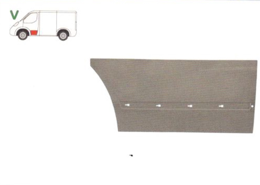 Panou reparatie usa Mercedes VITO / Clasa V (W638), 02.1996-01.2003, partea stanga, cu gauri pentru bandou; inaltimea 470 mm, usa fata,