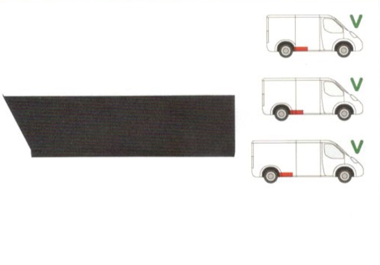 Segment reparatie aripa spate Mercedes 207-410 Din 1977-1995 Punte Spate,lungime 658 mm ,inaltime 168 mm , Partea Dreapta in fata rotii / Partea Stanga in spatele rotii