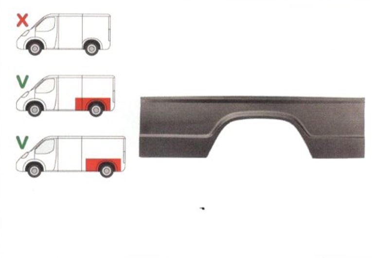 Segment reparatie aripa spate Mercedes 207-410 Din 1977-1995 Partea Stanga, Spate, lungime 1845 , inaltime 507 mm , model lung