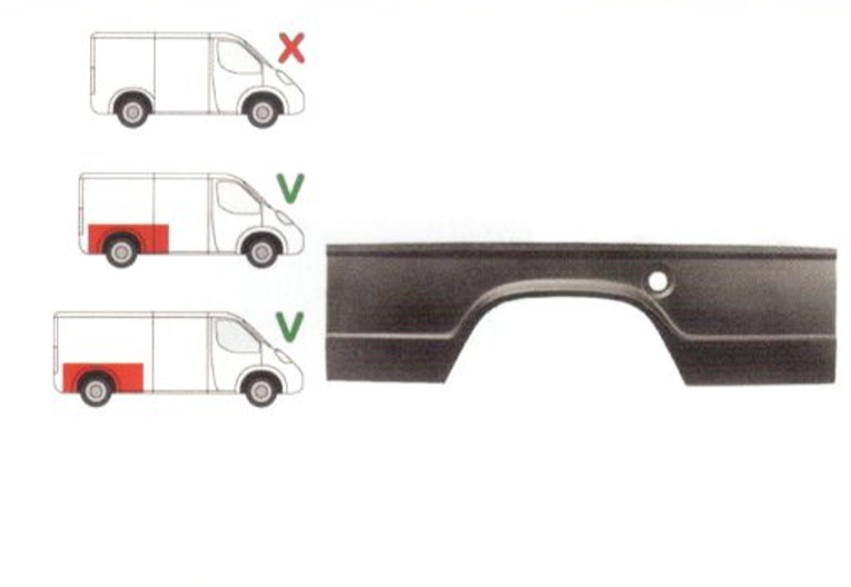 Segment reparatie aripa spate Mercedes 207-410 Din 1977-1995 Partea Dreapta, Spate, lungime 1845 , inaltime 507 mm, , model lung